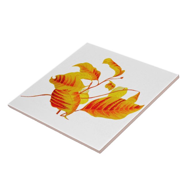 Folhas de madeira em Azulejo cerâmico (Lateral)