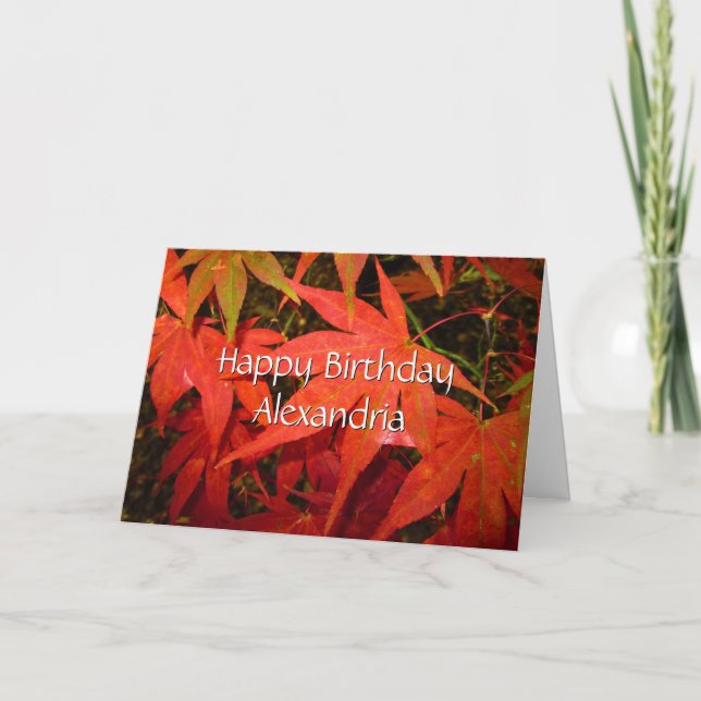 Folhas de Mapeamento Crimson - Cartão de Aniversár (Frente)
