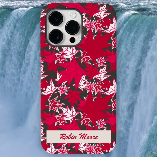 Folhas de Mapeamento em um Fundo de Carvões (Phone Case - Red and White Maple Leaves - Scattered by The Canadian Outpost)