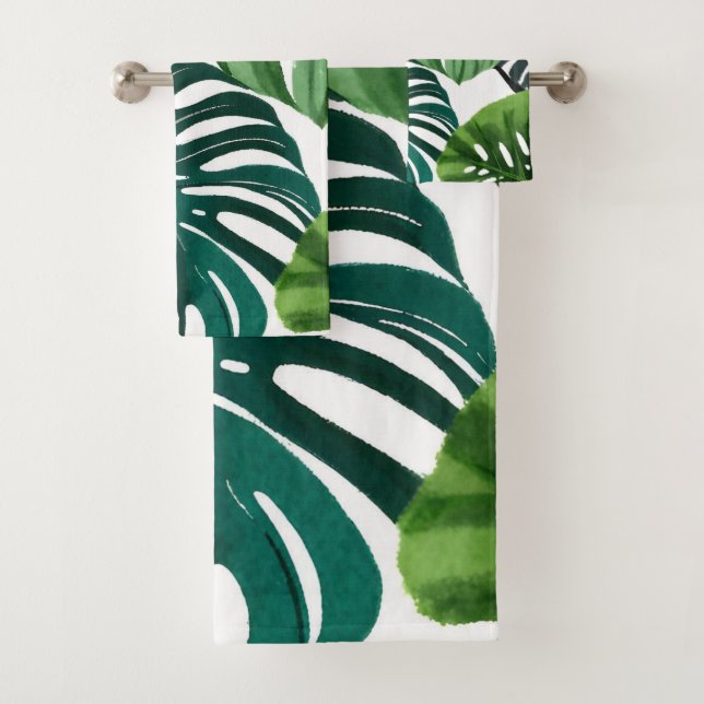 Folhas de Monstera | Toalha de Mão Simples Moderna (Insitu)