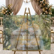 Folhas de Ouro Elegância Casamento Muçulmano bem-v