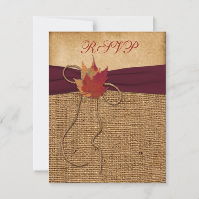 Folhas de Outono, Cartão de Resposta Falso Burlap  (Frente)