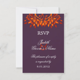 Folhas de outono Coloridas Plum Orange RSVP Cards