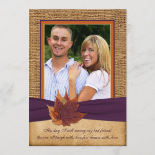 Folhas de outono, Convite de casamento FAUX Burlap