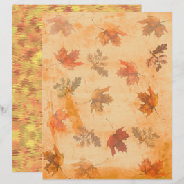 Folhas de Outono em Papel de Scrapbook com Fundo G