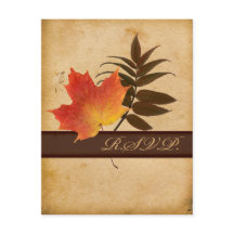 Folhas de Outono em Papel Envelhecido Cartão de Re