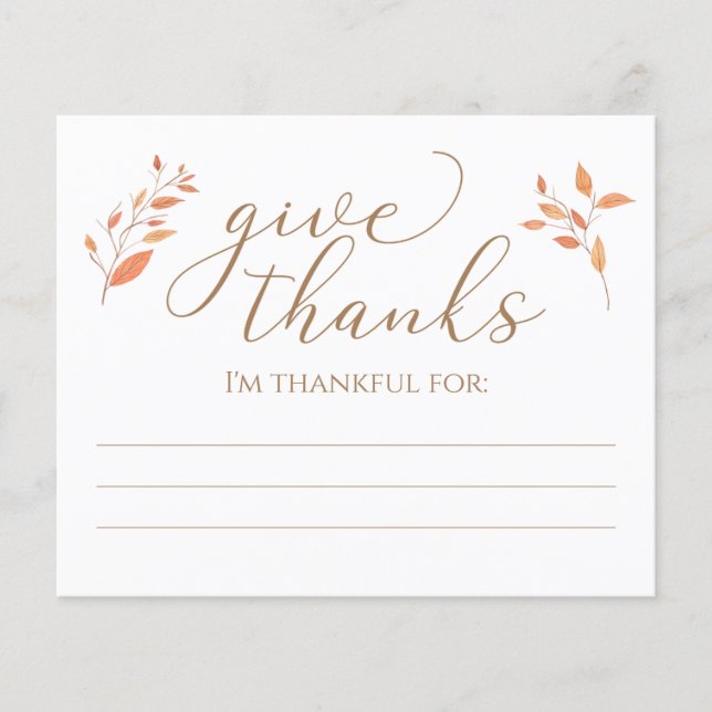 Folhas de outono Estou grato por Ação de Graças (Frente)