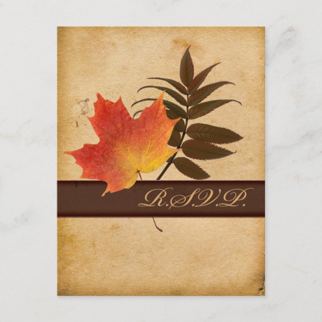 Folhas de outono no Cartão de Resposta de Papel En (Frente)