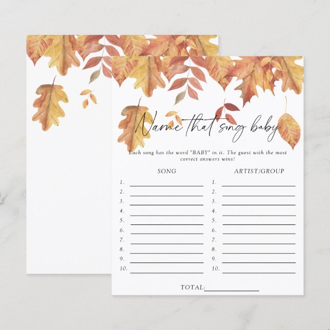 Folhas de outono - Nomeie esse jogo de chá de fral (Frente/Verso)