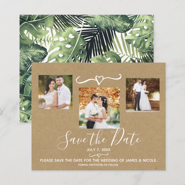 Folhas de Palma Tropical Casamento Foto Salva a Da (Frente/Verso)