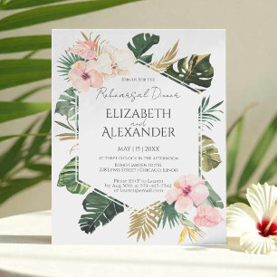 Folhas de Palmeira Hibisco Jantar de Ensaios Tropi