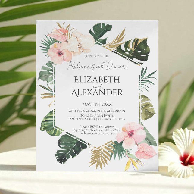 Folhas de Palmeira Hibisco Jantar de Ensaios Tropi (Criador carregado)