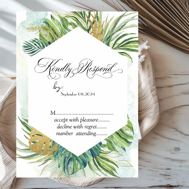 Folhas de Palmeira Tropicais Convite de Verão RSVP (Criador carregado)
