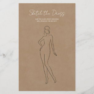 Folhas de Papel com o jogo "desenhar o vestido".