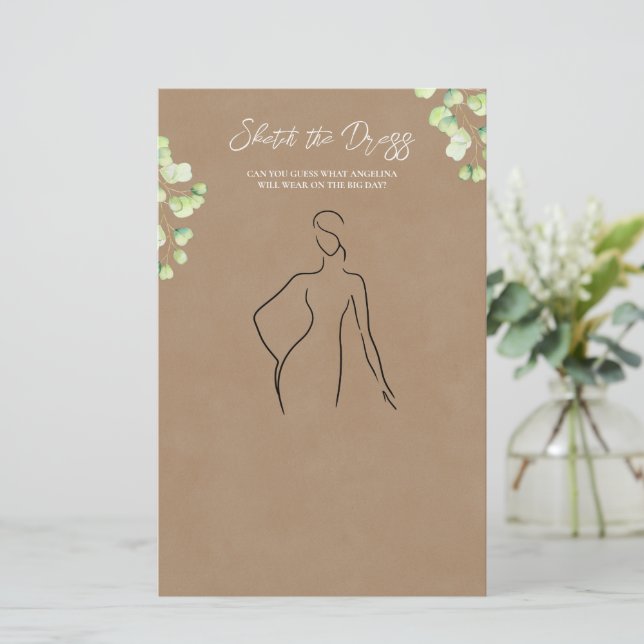 Folhas de Papel com o jogo "desenhar o vestido". (Em pé/Frente)