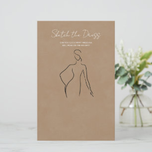 Folhas de Papel com o jogo "desenhar o vestido".