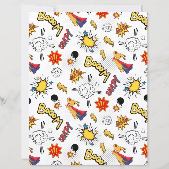 Folhas de papel com padrão de quadrinhos (Frente)
