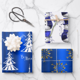 Folhas de Papel de Embalagem de Natal Azul