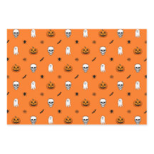 Folhas de Papel de Embalagem Laranja Padrão Hallow