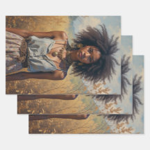 Folhas de Papel de Embrulho de Mulher Boho African