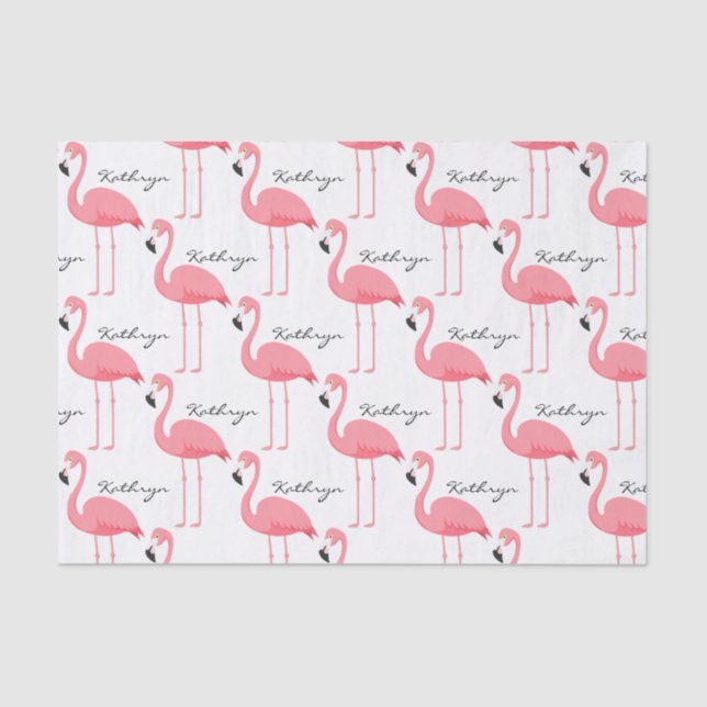 Folhas de Papel de Tecido Flamingos Personalizadas (Frente )