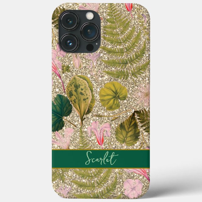 Folhas de primavera verde e flores modernas e eleg (Verso)