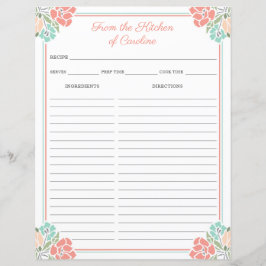 Folhas de Receita de Binário Floral de Cookbook Co