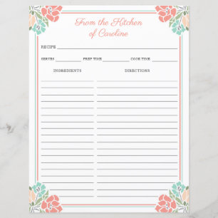 Folhas de Receita de Binário Floral de Cookbook Co