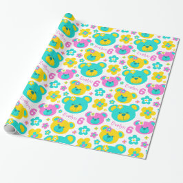 Folhas de ursinho de 6 de presente papel de presen