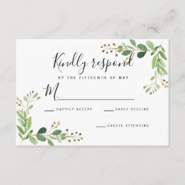 Folhas de Verão Casamento Watercolor RSVP