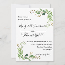 Folhas de verão Watercolor Convite para Casamento