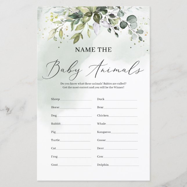 Folhas de verde modernas dão nome ao jogo dos bebê (Frente)