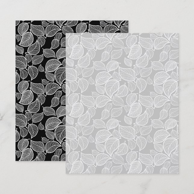 Folhas desenhadas à mão em papel de prata (Frente/Verso)