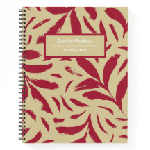 Folhas Desenhadas à Mão Padrão Contínuo Burgundy&B