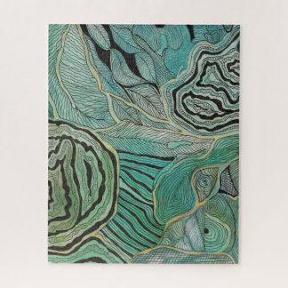 Folhas doodled preto na cerceta e no quebra-cabeça