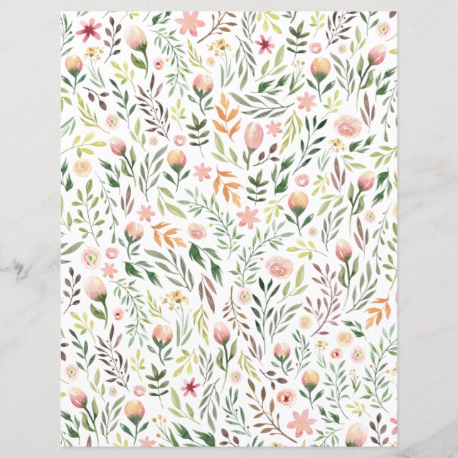 Folhas e flores de aquarela boêmica (Frente)