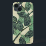Folhas e ramificações no plano de fundo da Cream<br><div class="desc">Folhas verdes vibrantes e ramos descansam sobre um fundo creme nesta impressão por Jennifer Goldberger. À medida que a estação muda as cores dessas folhas, elas ficam as mesmas, trazendo uma certa consistência à sua vida.</div>