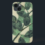 Folhas e ramificações no plano de fundo da Cream<br><div class="desc">Folhas verdes vibrantes e ramos descansam sobre um fundo creme nesta impressão por Jennifer Goldberger. À medida que a estação muda as cores dessas folhas,  elas ficam as mesmas,  trazendo uma certa consistência à sua vida.</div>