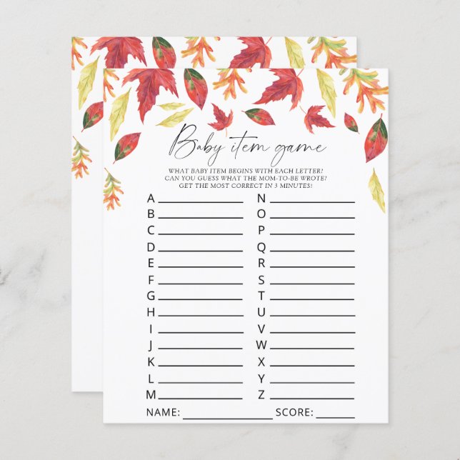 Folhas em queda - Jogo de Item Bebê. Jogo do chá d (Frente/Verso)