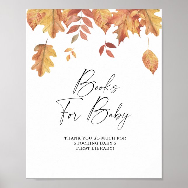 Folhas em queda - livros para poster bebê (Frente)