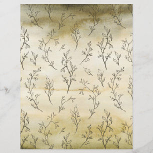 Folhas esboçadas em papel de Artesanato de aquarel