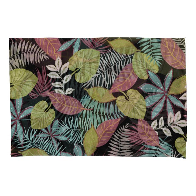 Folhas escuras tropicais: Design de padrão têxtil (Frente)