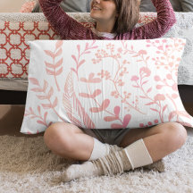 Folhas Florais e Penas Rosa