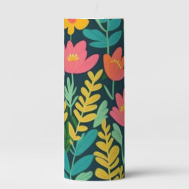 Folhas flores, design, vela de Pilar colorida