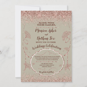 Folhas Glitter Gingko Douradas rosa na cintura de 