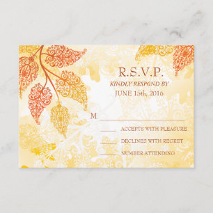 Folhas laçado que Wedding o cartão de RSVP