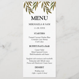 Folhas pintadas à mão Cartão de Menu