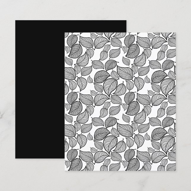 Folhas pretas desenhadas à mão no Livro Branco (Frente/Verso)