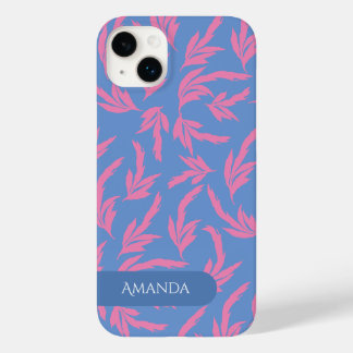Folhas rosa, azul e branco Case-Mat