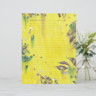 Folhas Roxas e Azuis sobre Amarelo, Papel Timbrado